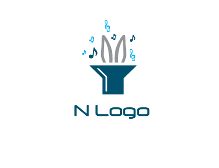 rabbit in speaker with music notes logo