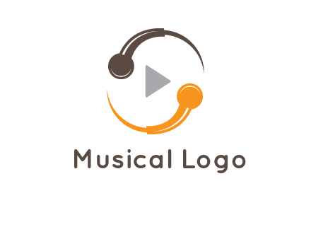 mic forming circle with play music icon logo