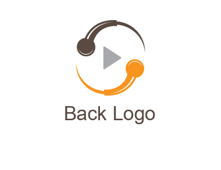 mic forming circle with play music icon logo