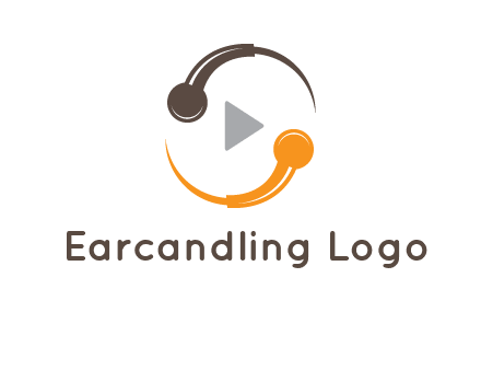 mic forming circle with play music icon logo