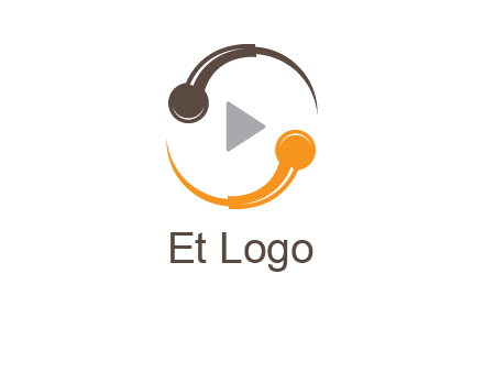 mic forming circle with play music icon logo