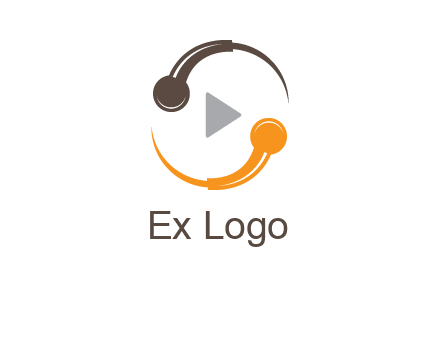mic forming circle with play music icon logo