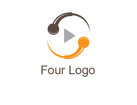 mic forming circle with play music icon logo