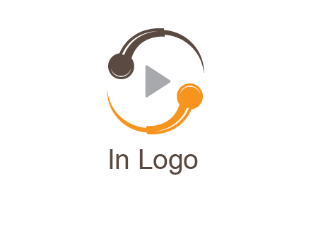 mic forming circle with play music icon logo