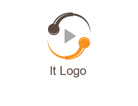 mic forming circle with play music icon logo