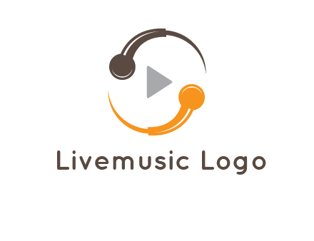 mic forming circle with play music icon logo