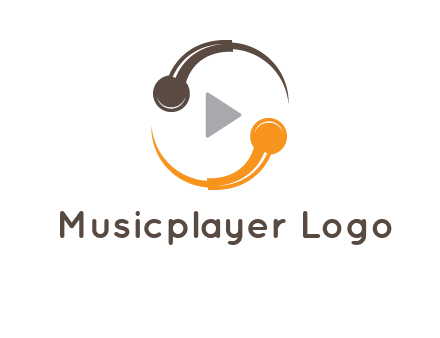 mic forming circle with play music icon logo