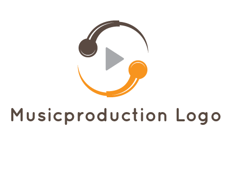 mic forming circle with play music icon logo