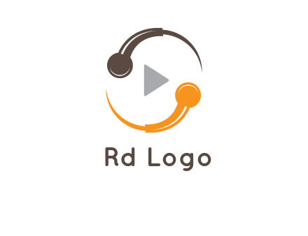 mic forming circle with play music icon logo