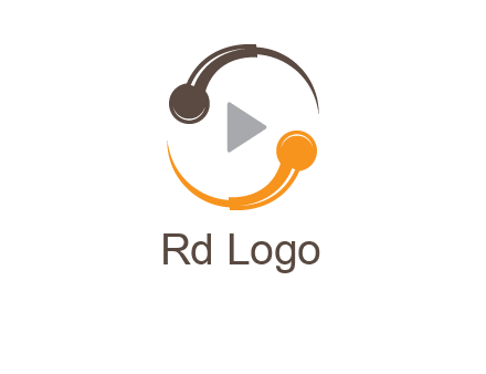 mic forming circle with play music icon logo