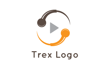 mic forming circle with play music icon logo