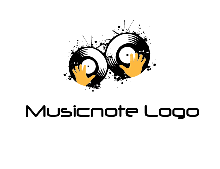 DJ playing music with hand graphic