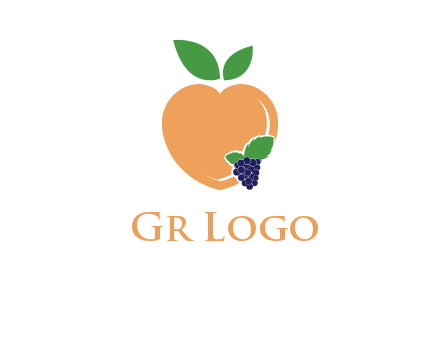 peach & grapes with leaves icon