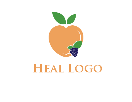 peach & grapes with leaves icon