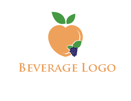 peach & grapes with leaves icon