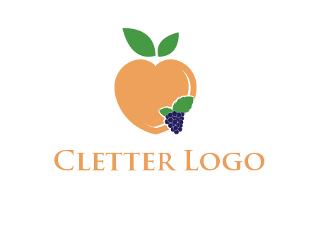 peach & grapes with leaves icon