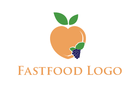 peach & grapes with leaves icon