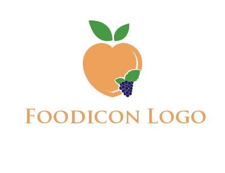 peach & grapes with leaves icon