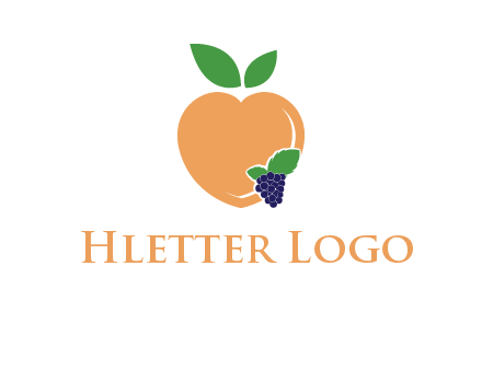 peach & grapes with leaves icon