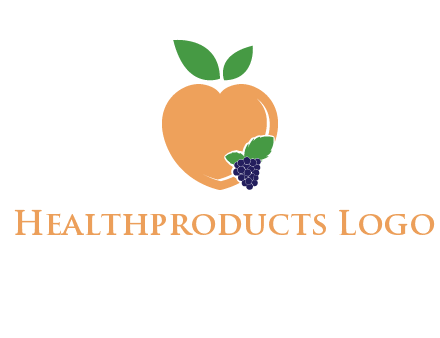 peach & grapes with leaves icon
