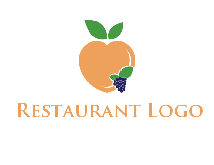 peach & grapes with leaves icon