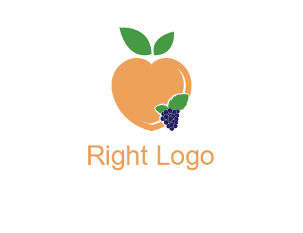 peach & grapes with leaves icon