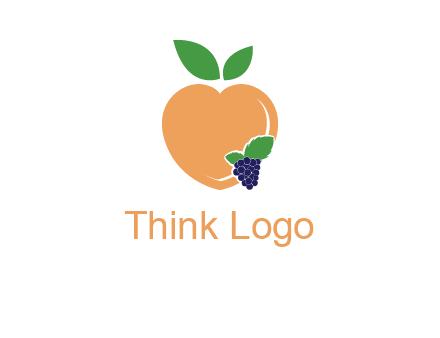 peach & grapes with leaves icon