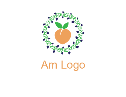 peach fruit ornament vector