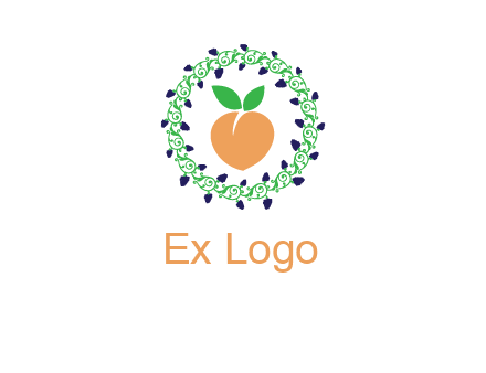 peach fruit ornament vector