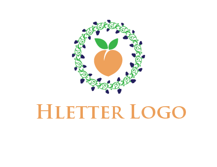 peach fruit ornament vector