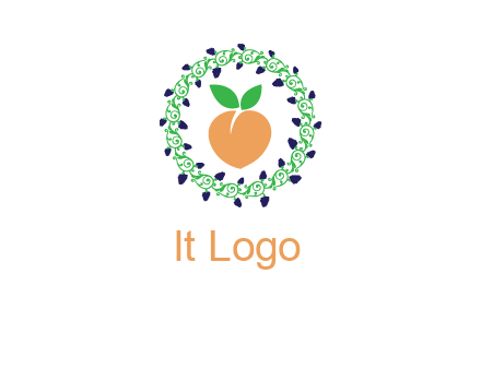 peach fruit ornament vector