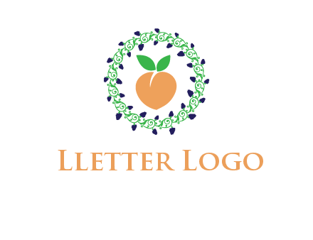 peach fruit ornament vector