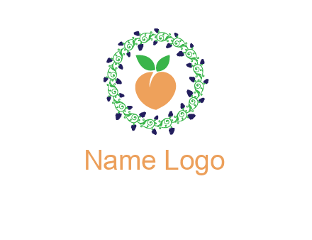 peach fruit ornament vector