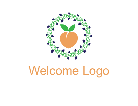 peach fruit ornament vector