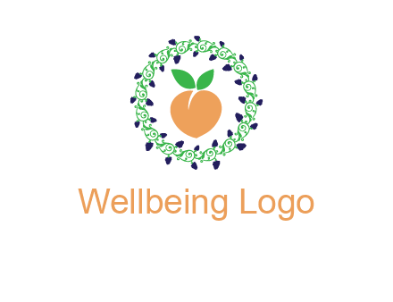 peach fruit ornament vector
