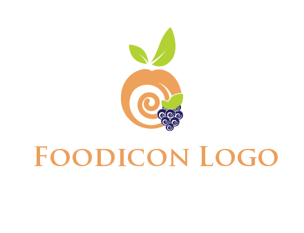 peach and grapes logo icon
