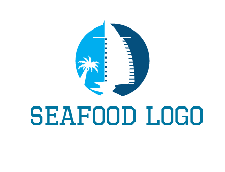 sailing boat and tree in circle logo