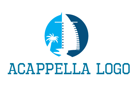 sailing boat and tree in circle logo