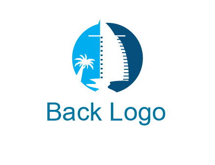 sailing boat and tree in circle logo
