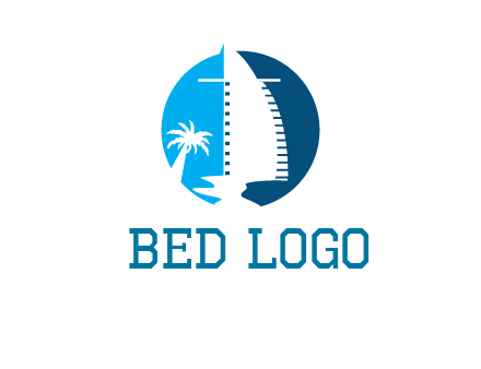 sailing boat and tree in circle logo