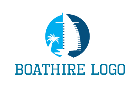 sailing boat and tree in circle logo