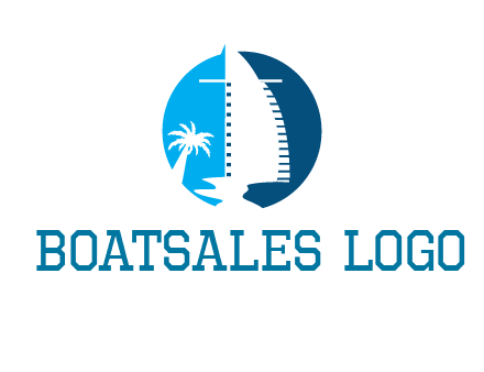 sailing boat and tree in circle logo