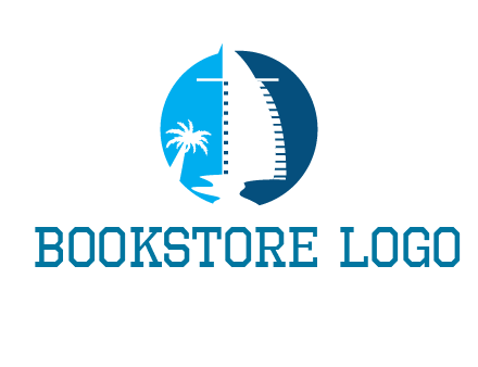 sailing boat and tree in circle logo