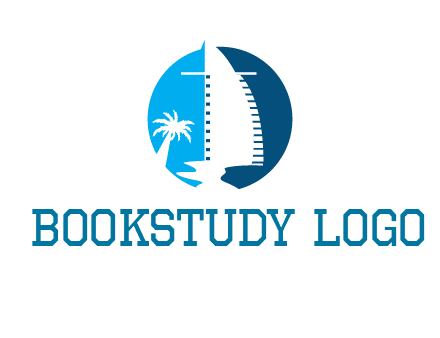 sailing boat and tree in circle logo