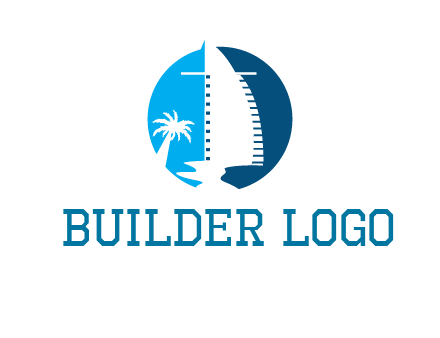 sailing boat and tree in circle logo
