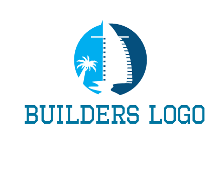 sailing boat and tree in circle logo