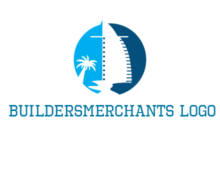 sailing boat and tree in circle logo