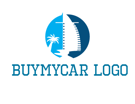 sailing boat and tree in circle logo