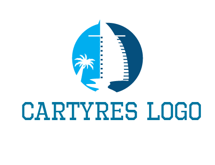 sailing boat and tree in circle logo