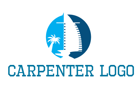 sailing boat and tree in circle logo